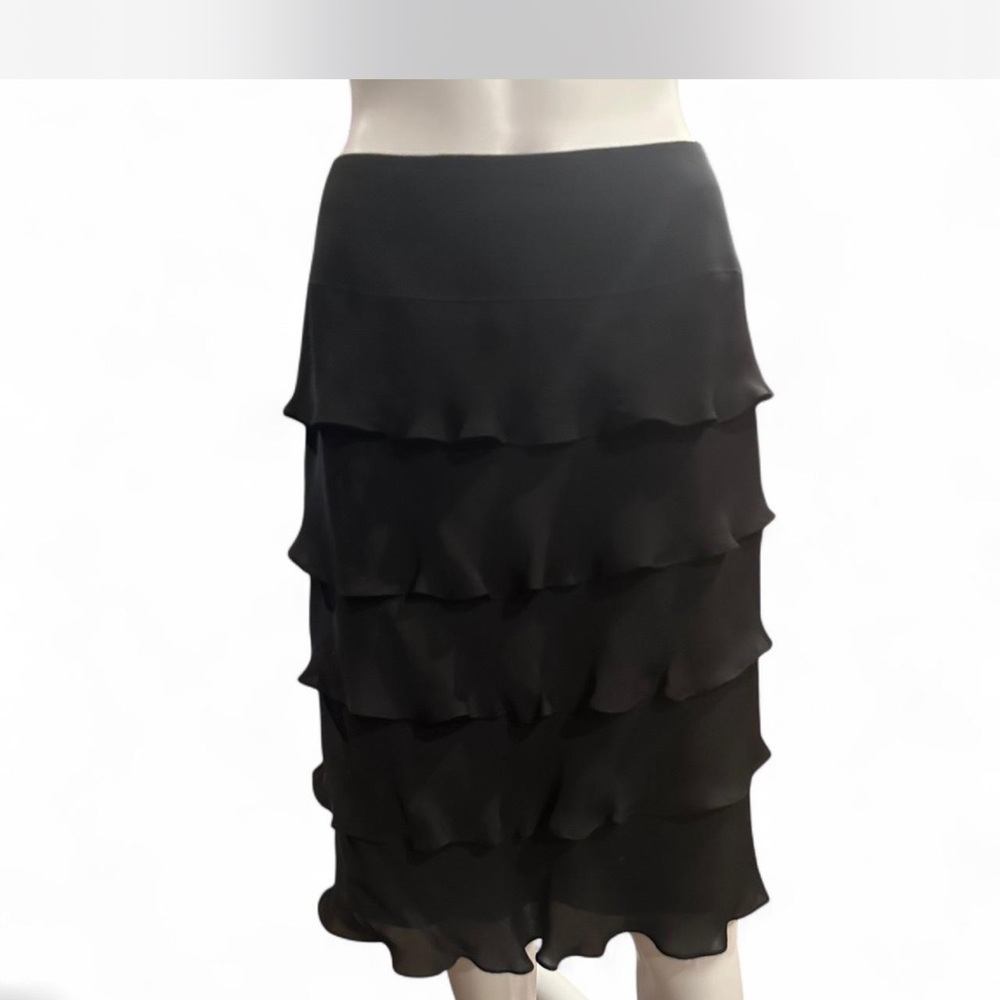 Lillie Rubin Black Ruffled Pencil Skirt